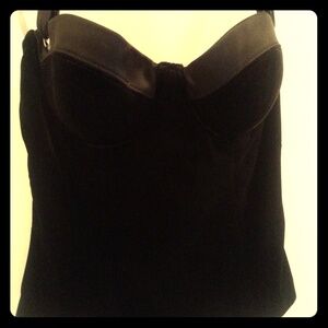 Black Velvet Bustier Top - Women